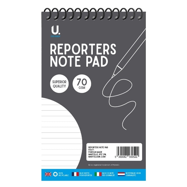 Reporters  Writing Notepad 72 Pages 22 x 13 cm Assorted Colours P2071 (Large Letter Rate)