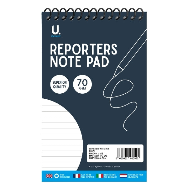 Reporters  Writing Notepad 72 Pages 22 x 13 cm Assorted Colours P2071 (Large Letter Rate)