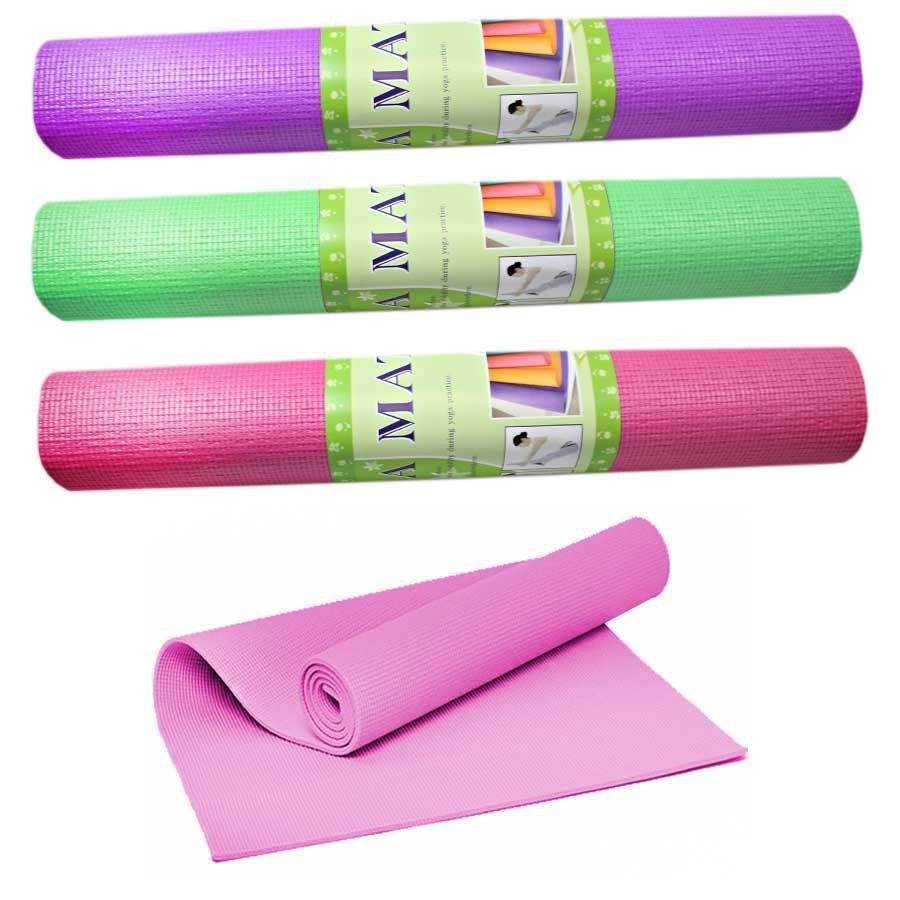 Roll Up Yoga Mat 173 cm x 61 cm x 4 mm Assorted Colours 1068