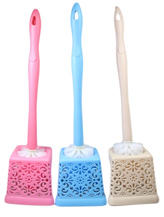 Bathroom Toilet Plastic Toilet Brush Lace Style 50 cm Assorted Colours 5193