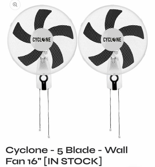 Wall Fan 16" W50 CYC-2PC-16WING 3 Speed Settings Oscillation Mode 40" 240V 50Hz