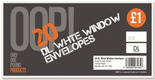 OOP! DL White Window Envelopes Pack of 20 A2443 (Large Letter Rate)