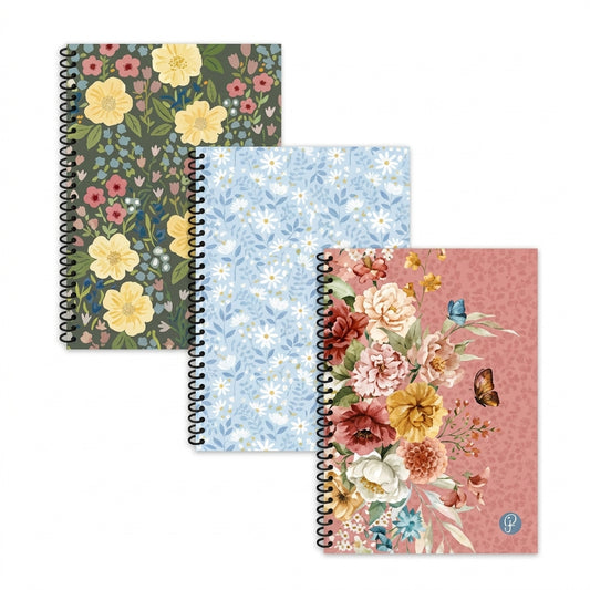 Floral A5 Spiral Notebook for Daily Note-Taking Assorted Designs 21x15.4x0.8cm 140g SKU MW-5056709017196-PP