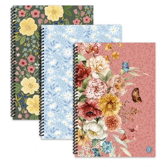 Floral Spiral Notebook for Daily Note-Taking and Journalling Assorted Designs 28x20.3x0.4cm 162g SKU MW-5056709017202-PP