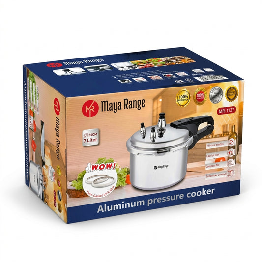 Aluminium Pressure Cooker for Fast Family Meals Induction Compatible 7L 24cm Silver SKU MW-MR1137-PP