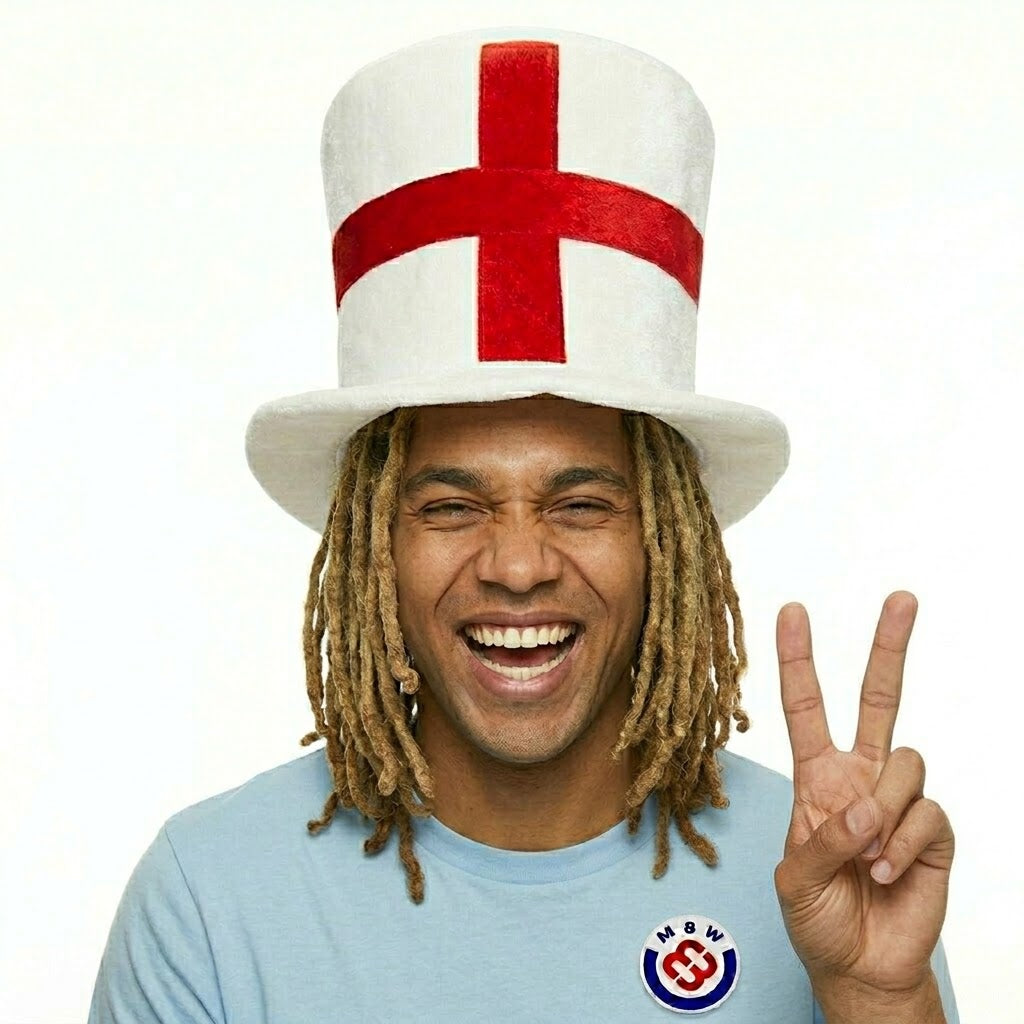 England St. George's Cross Top Hat Adult White Red Cross Fancy Dress Accessory SKU H24440