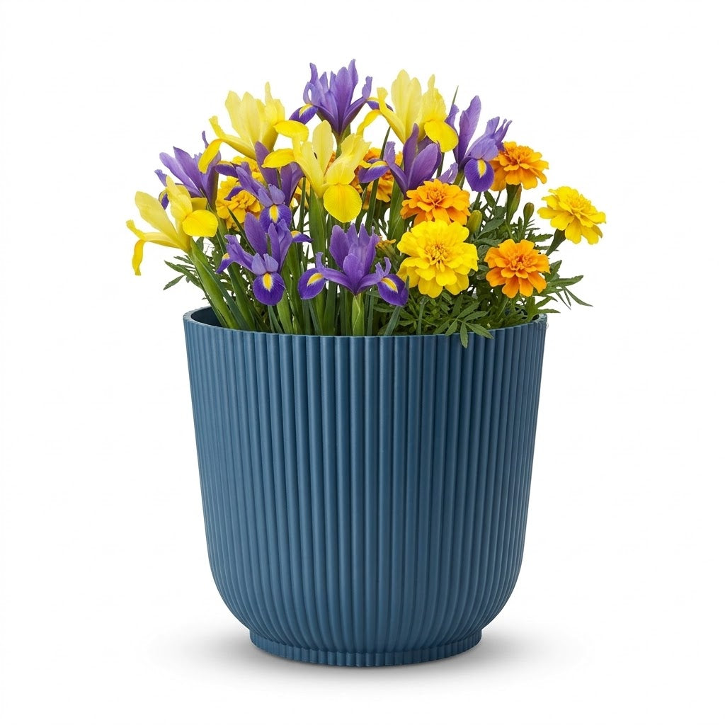Plastic Flower Pot Assorted Colours 14x14x13cm 105g SKU 8233