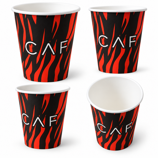 Chef Paper Cups – Red & Black Design, 7 oz, 50 Pack SKU 346