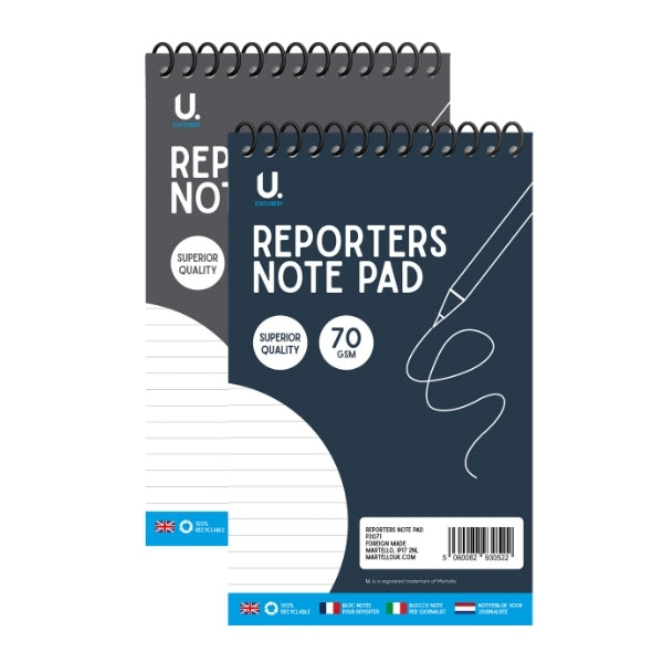 Reporters  Writing Notepad 72 Pages 22 x 13 cm Assorted Colours P2071 (Large Letter Rate)