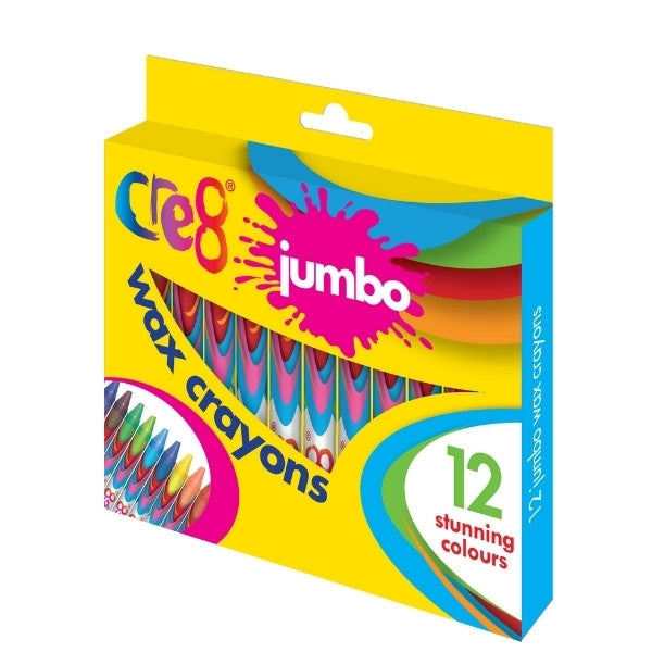 Cre8 Jumbo Wax Crayons Pack of 12 Assorted Colours P2126 (Parcel Rate)