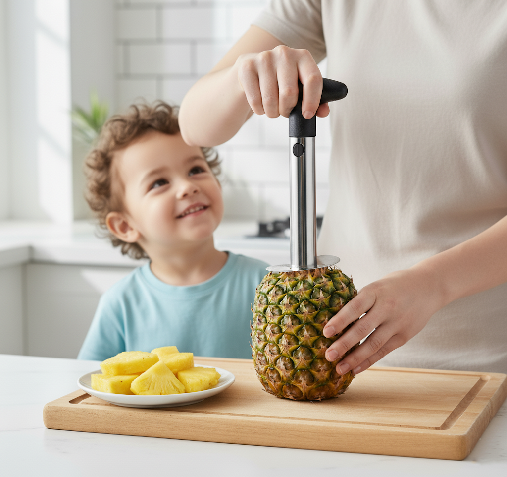 Metal Pineapple Corer Kitchen Tool Fruit Slicer with Plastic Handle 23 x 8 x 3cm 1503 (Parcel Rate)