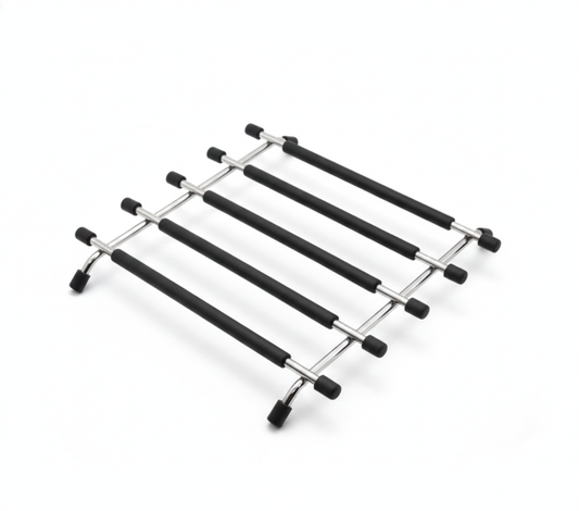 Stainless Steel and Silicone Pan Trivet, 20 x 20.5 cm, Black, SKU: 8054