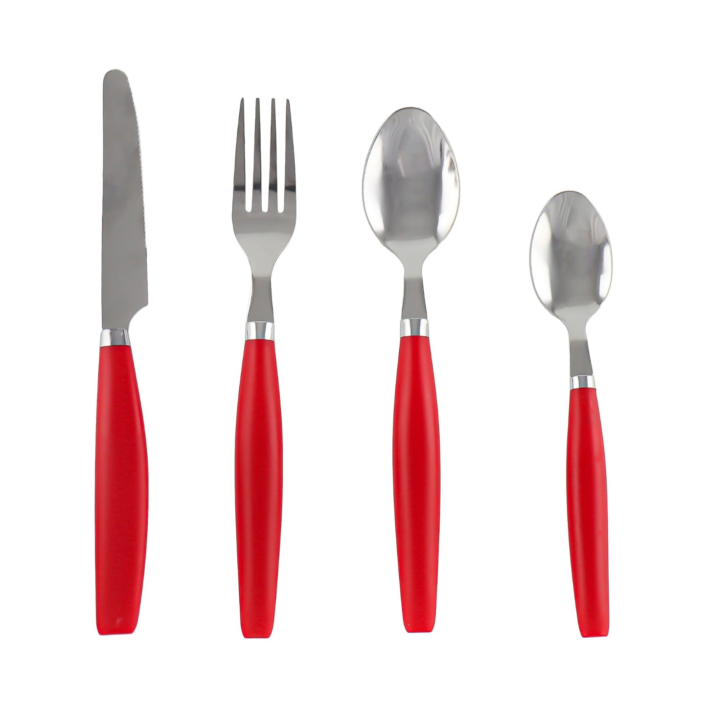 SQ Durane Metal Cutlery Set of 24 Red 10734 A  (Parcel Rate)