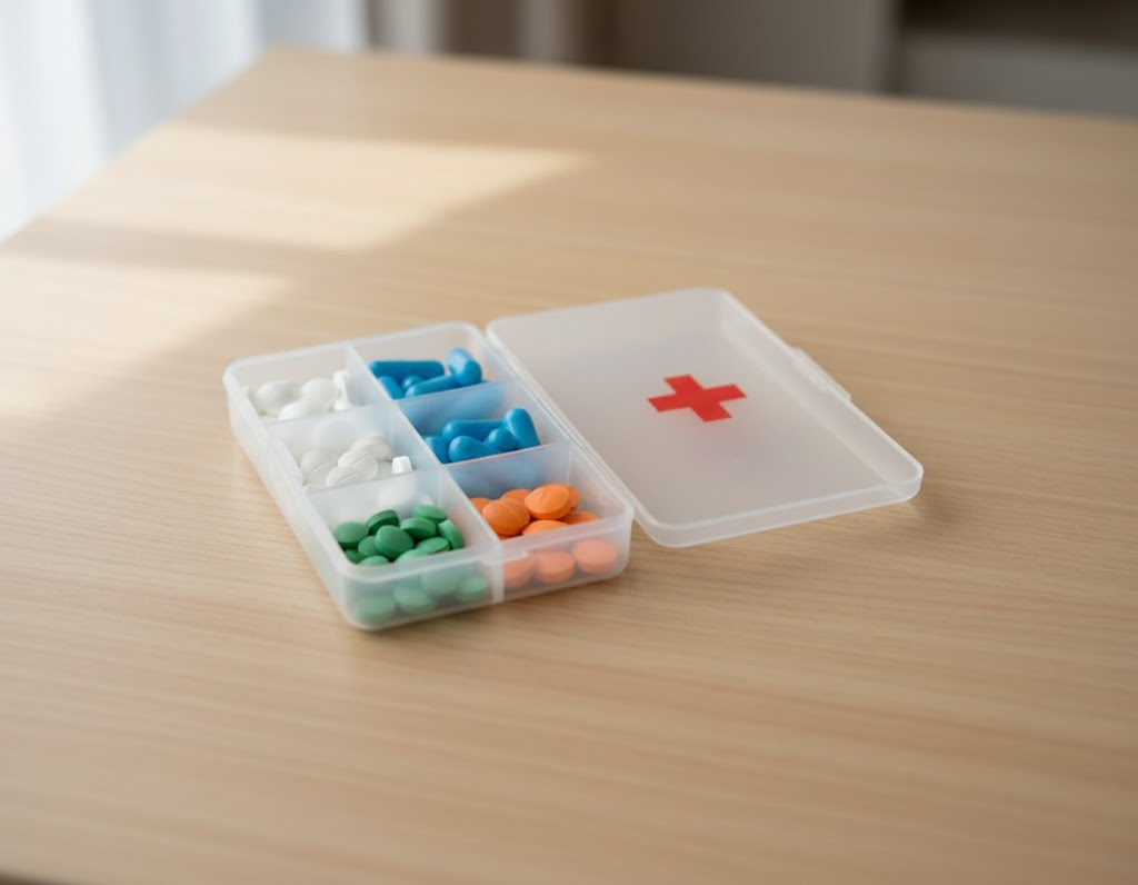 Clear Plastic First Aid Pill Box Organiser 9 x 6cm 5542