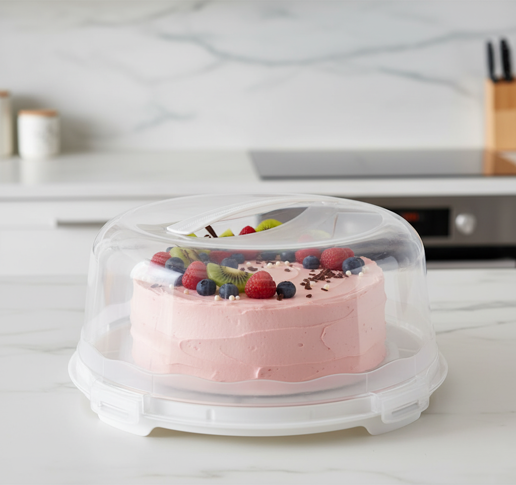 Plastic Cake Pastry Carry Storage Box with Cover 30 cm Assorted Colours D30306 (Parcel Rate)