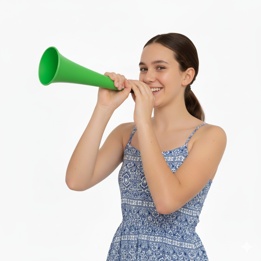 Large Plastic Carnival Festival Party Woofer Horn with String 37cm Assorted Colours N52198 (Parcel Rate)