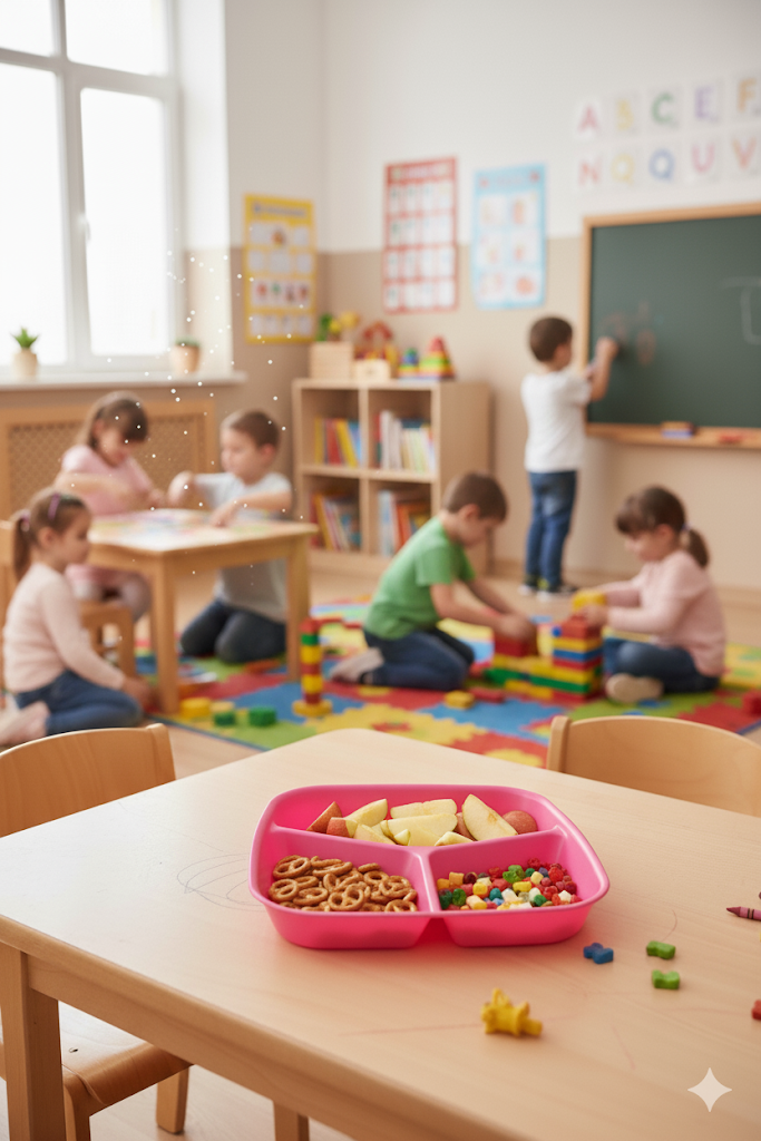 Hobby Plastic Children 3 Section Nut Breakfast Dinner Plate Assorted Colours 031298 (Parcel Rate)