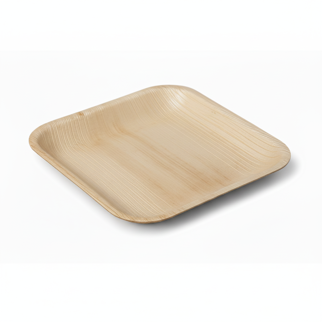 Biodegradable Disposable Square Areca Palm Leaf Plates 6" Pack of 25 EC0386 (Parcel Rate)