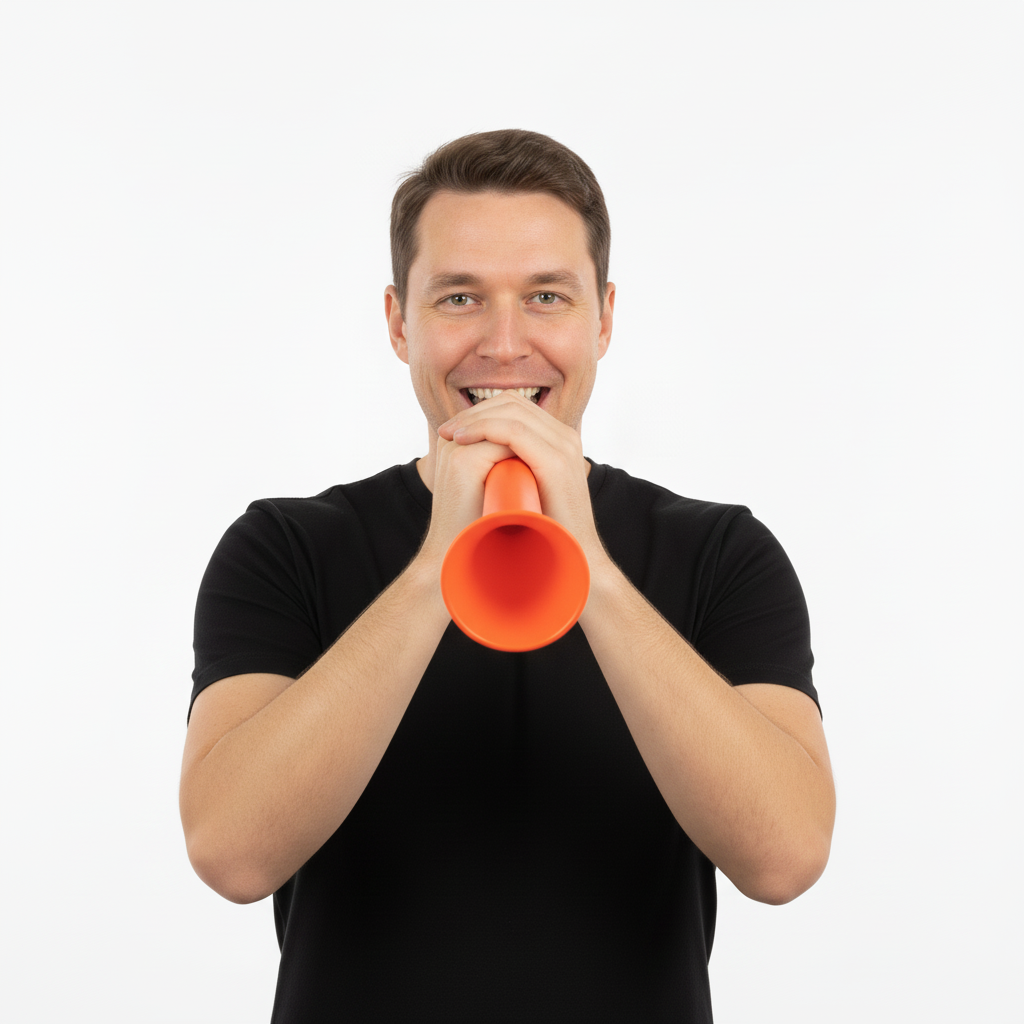 Large Plastic Carnival Festival Party Woofer Horn with String 37cm Assorted Colours N52198 (Parcel Rate)