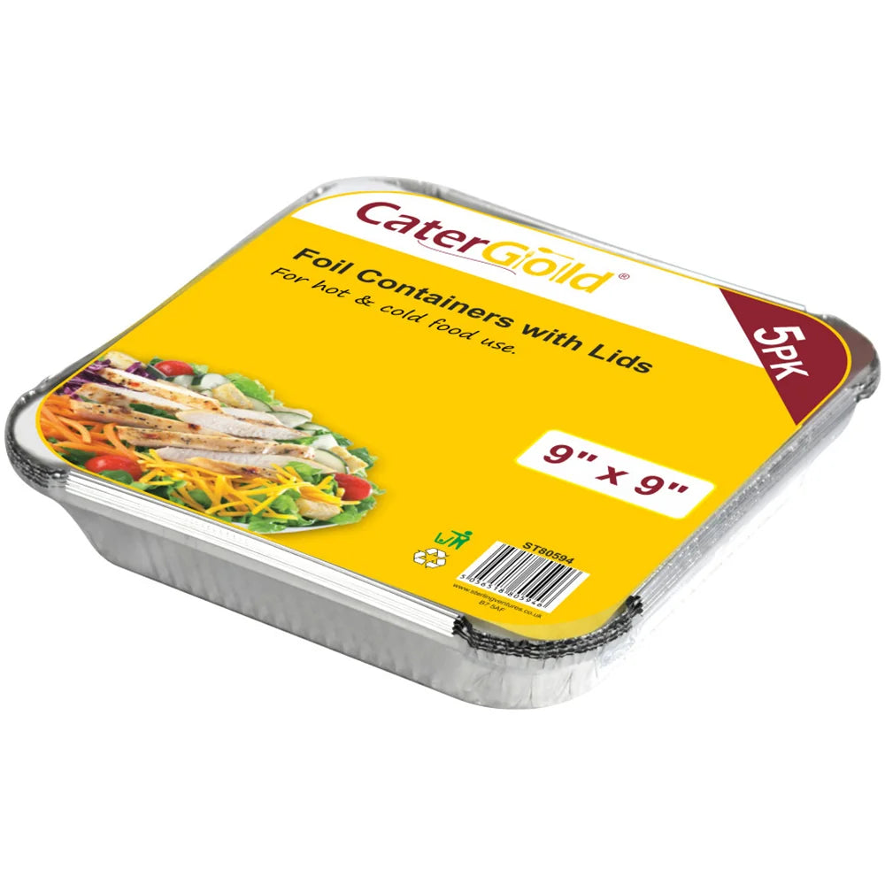 Aluminium Foil Food Containers 9 x 9" Pack of 5 ST2321