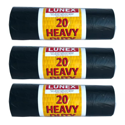 Black Heavy Duty Refuse Sacks Bin Bags Roll of 20 LL5750 A