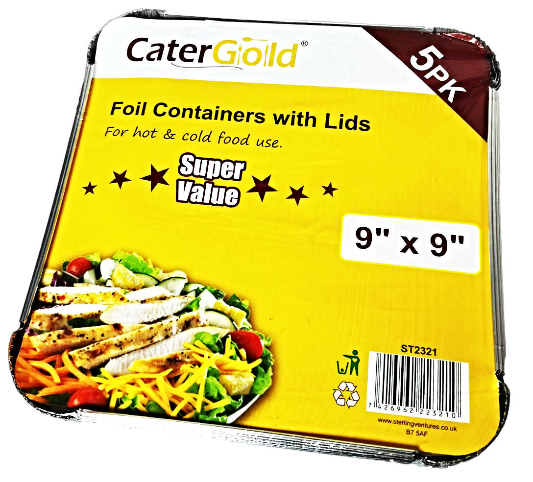 Aluminium Foil Food Containers 9 x 9" Pack of 5 ST2321