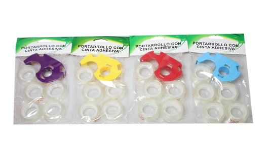 Pack of 6 Standard Stationery Tape with 1 Dispenser Assorted Colours 3270 (Parcel Rate)