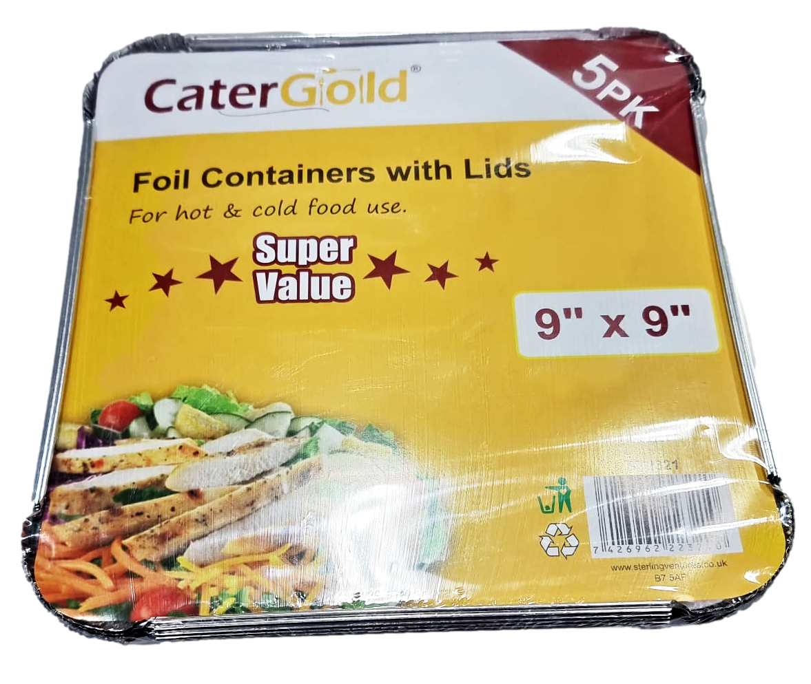 Aluminium Foil Food Containers 9 x 9" Pack of 5 ST2321