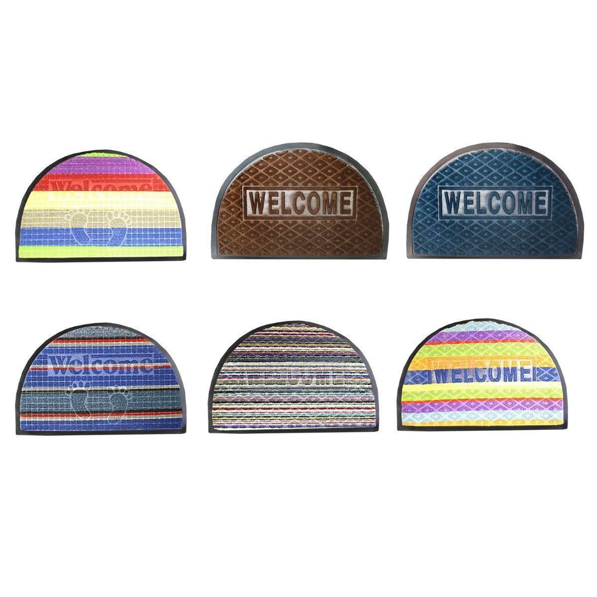 Welcome Door Mat Arch Shaped In Rich Multi Colours  With PVC Backing 80cm x 50cm 0471