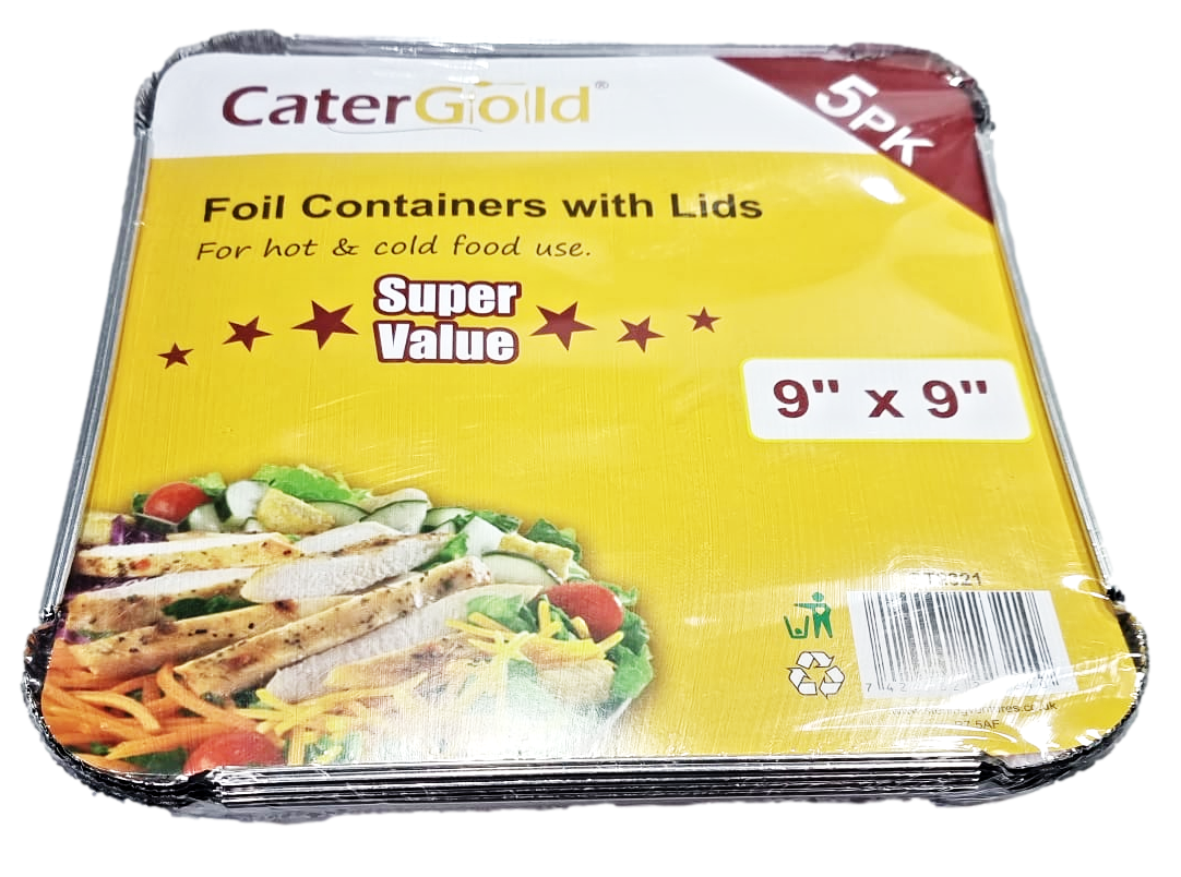 Aluminium Foil Food Containers 9 x 9" Pack of 5 ST2321