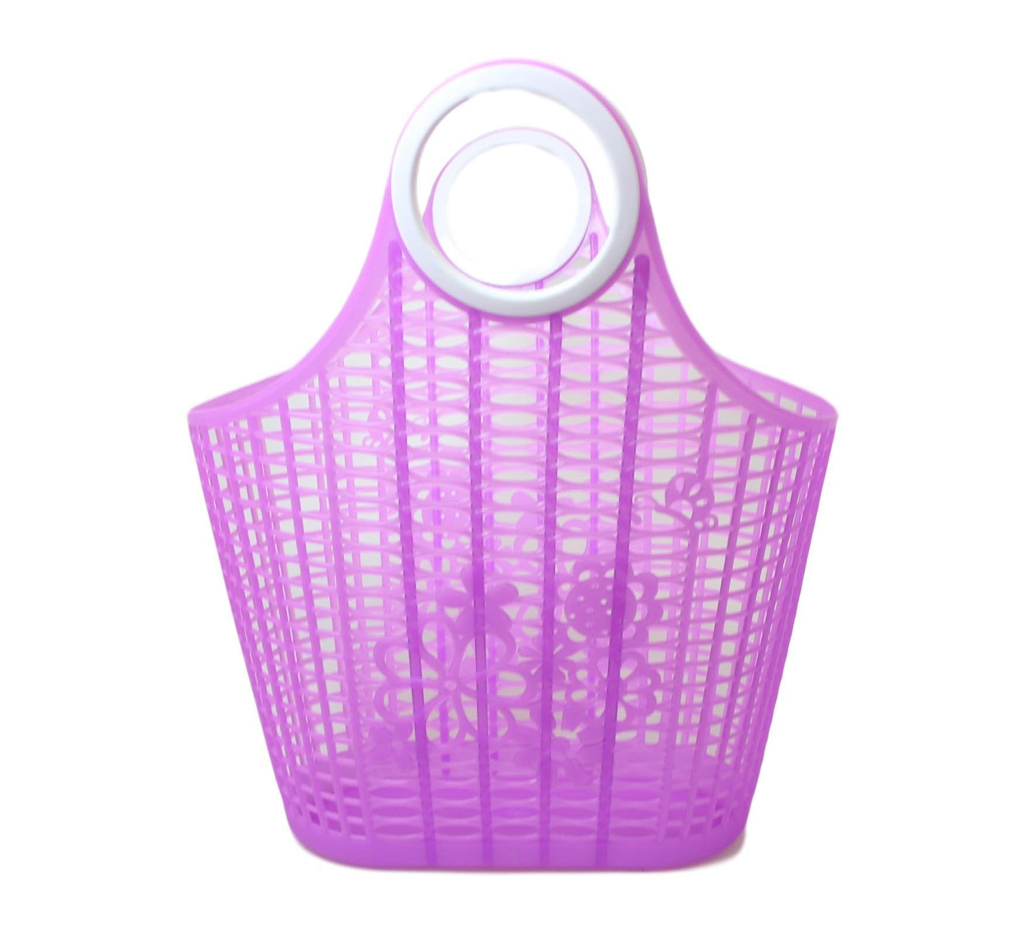 Plastic Floral Style Shopping Basket Type Bag  33 x 30cm Assorted Colours 5695