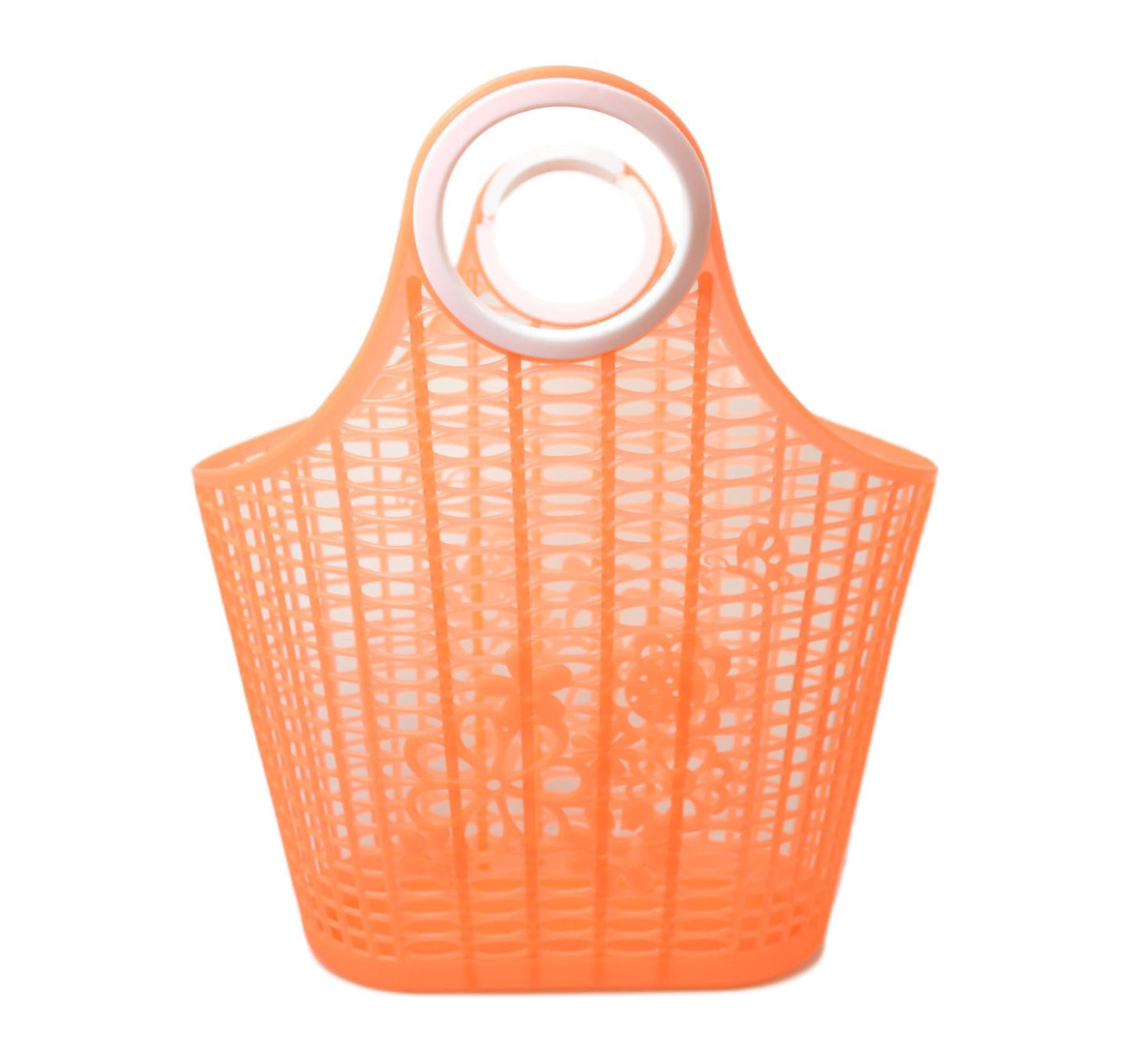 Plastic Floral Style Shopping Basket Type Bag  33 x 30cm Assorted Colours 5695