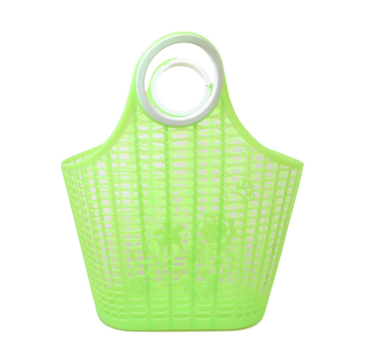 Plastic Floral Style Shopping Basket Type Bag  33 x 30cm Assorted Colours 5695