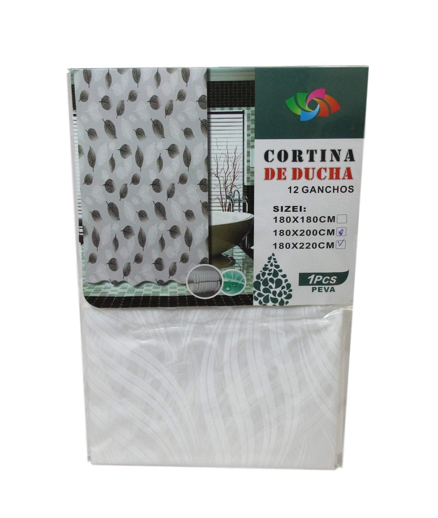 Bathroom PEVA Shower Curtain  180 x 200cm Assorted Designs 5740