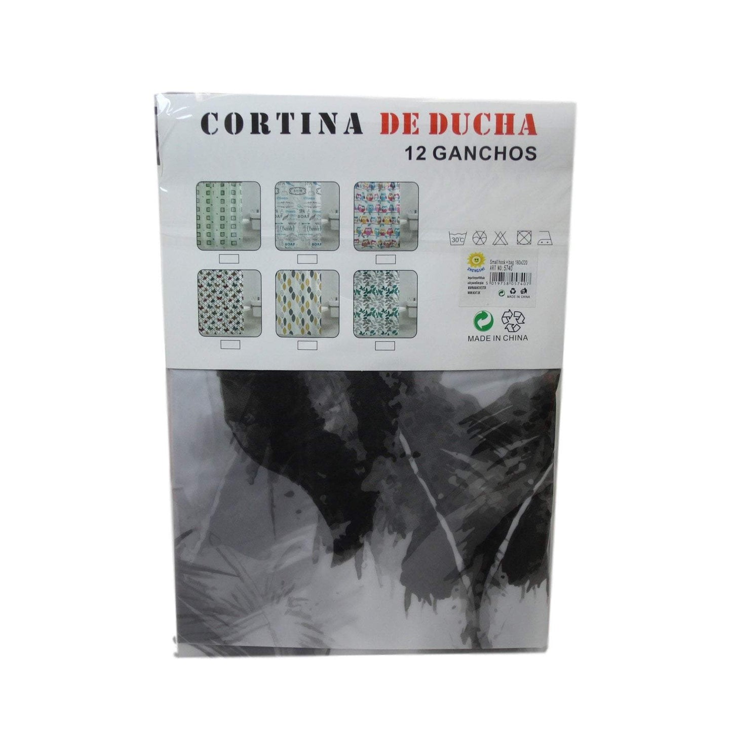 Bathroom PEVA Shower Curtain  180 x 200cm Assorted Designs 5740