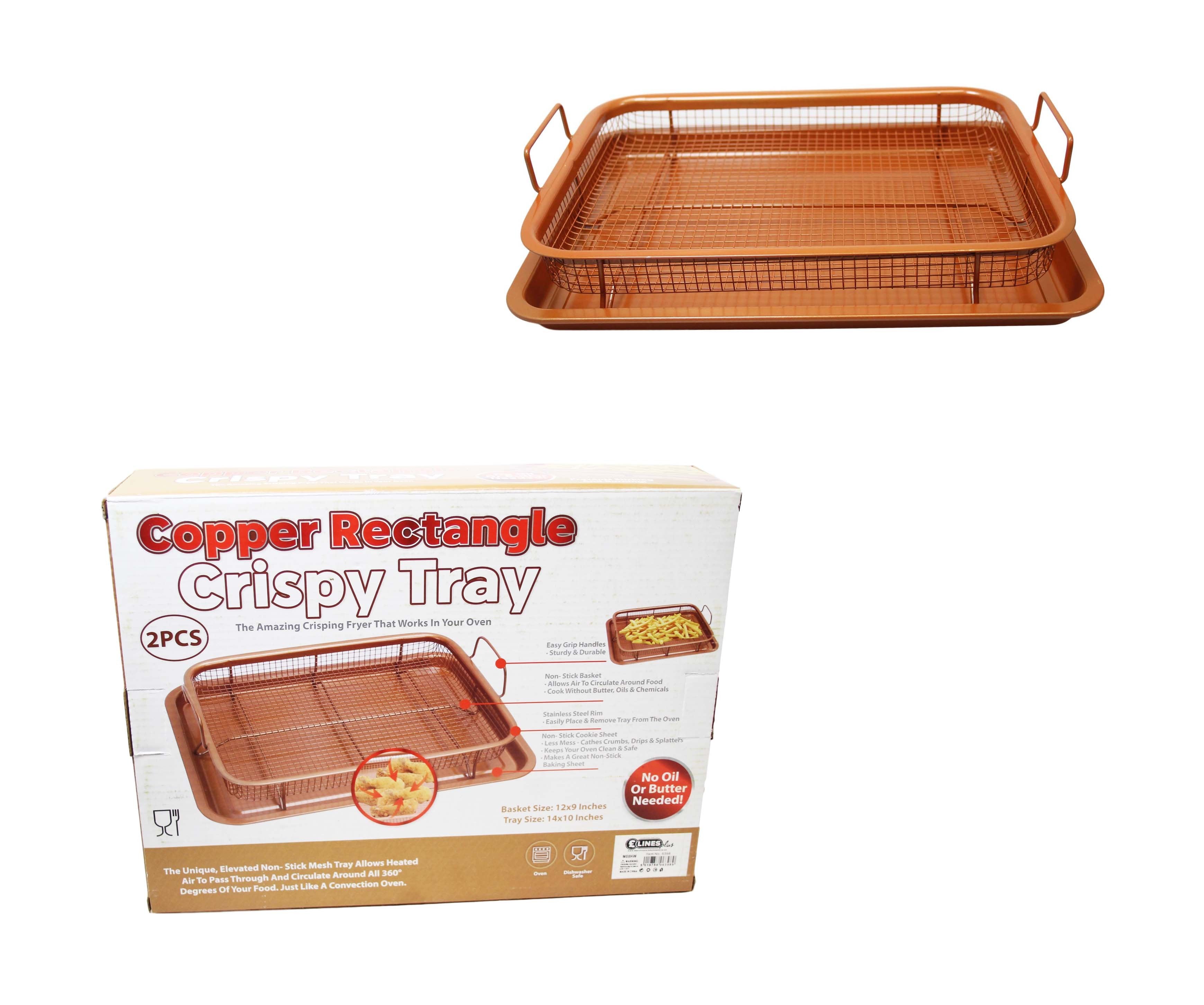 Copper Rectangular Tray Rectangle Copper Crispy Oven Tray Set of 2 30 x 22 x 5 cm 6398 – [C2 ...