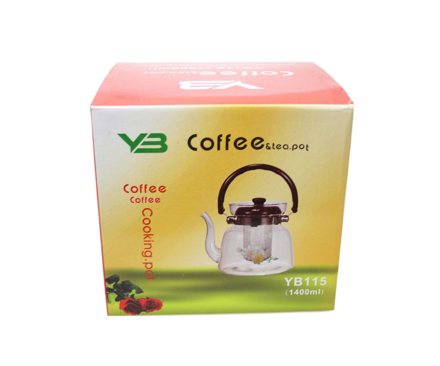 Glass Tea Coffee Pot with Mesh Strainer Filter 1400ml 6420