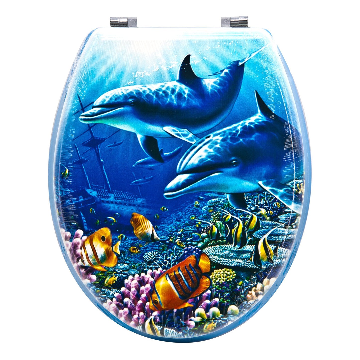 Toilet Seat Aquatic Dolphins & Fish Sitting Bathroom Toilet Seat (W) 36mm x (L) 43cm 6458