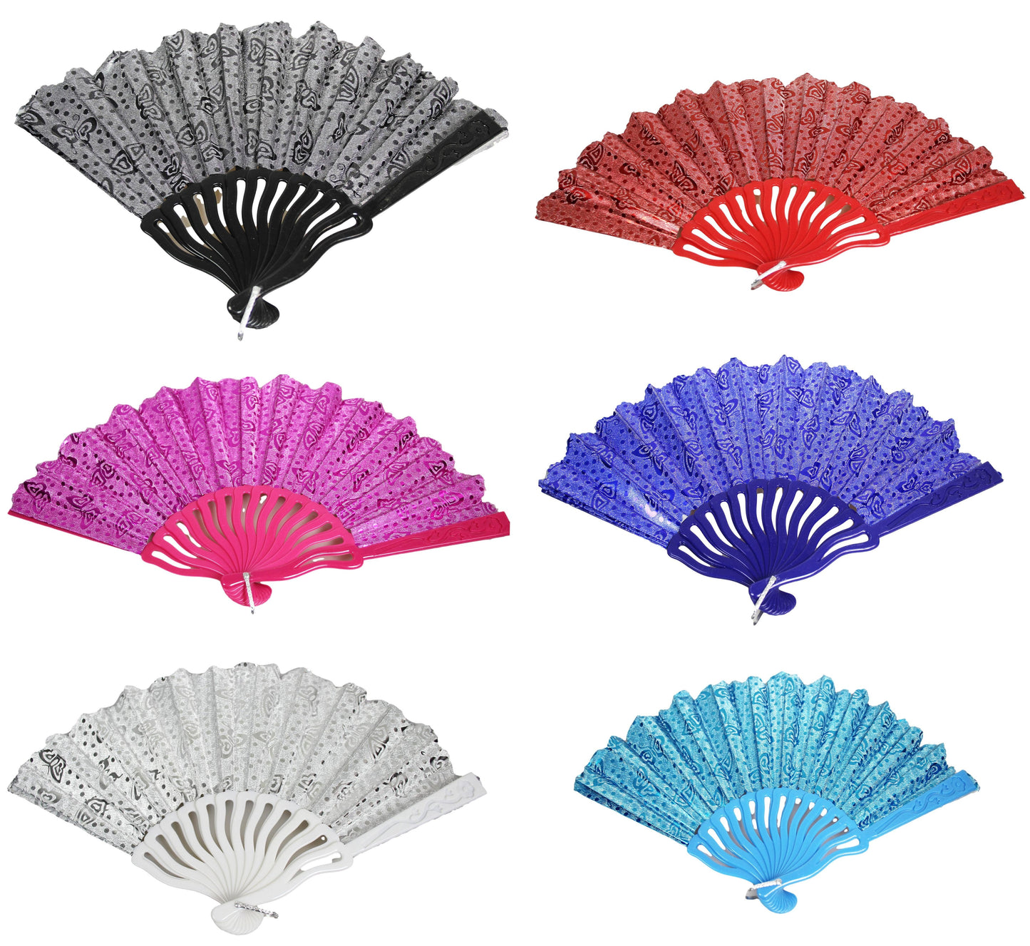 Chinese Handheld Folding Hand Fan 42cm Assorted Colours 6506 A