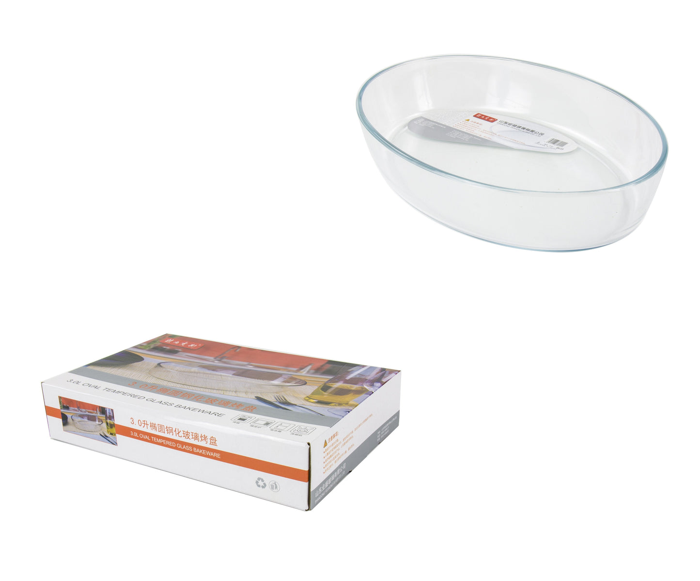 Durane Tempered Glass Oven Roaster Baking Dish 3L / 35 x 24 x 6.5cm 8039 (Parcel Plus Rate)