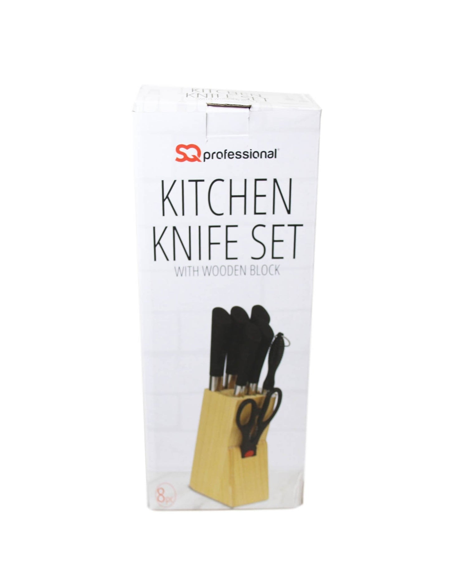 SQ Professional Stainless Steel Knife Set of 8 including Block and Scissors 8888