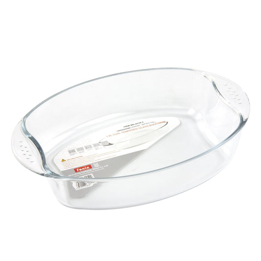 Durane Oval Tempered Glass Oven Casserole Baking Dish 1.8L / 30 x 21 x 6.5cm 8966 (Parcel Plus Rate)