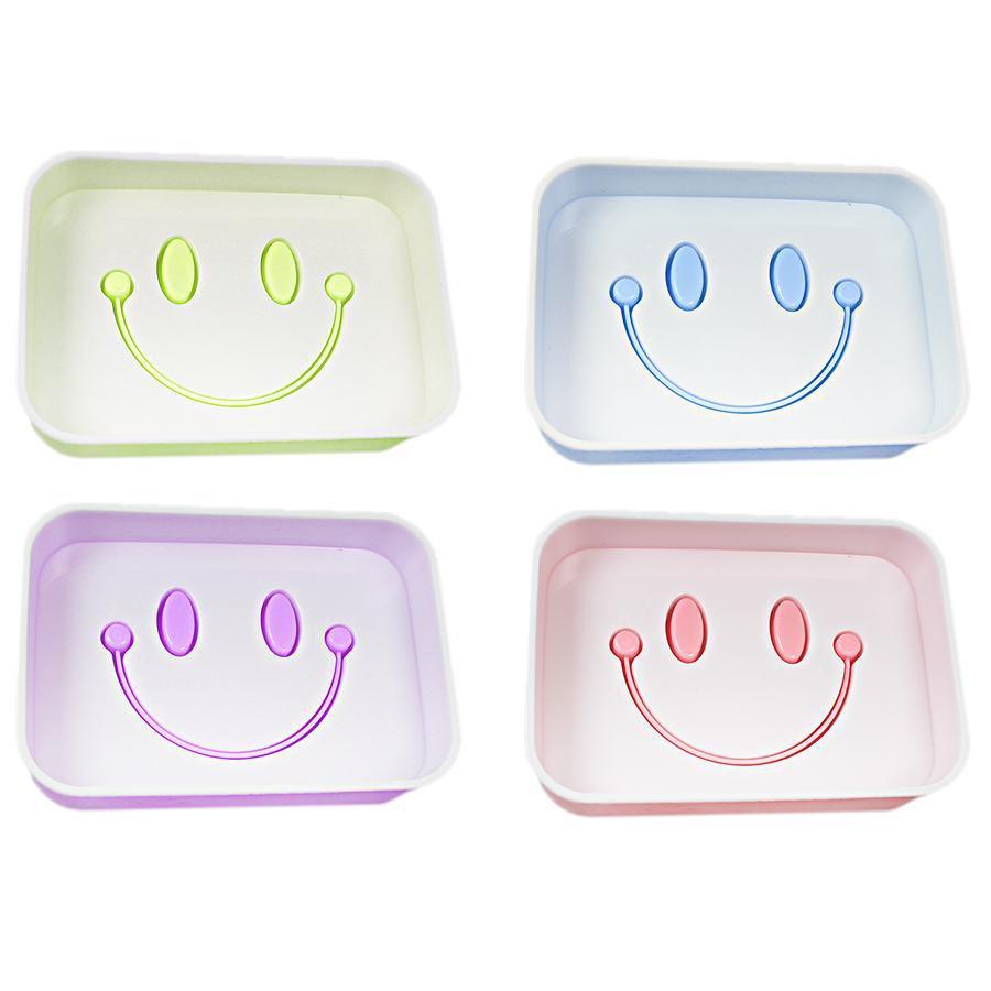Bathroom Smiley Face Plastic Soap Dish Holder Box 13 x 9 cm  Assorted Colours 5057 (Parcel Rate)