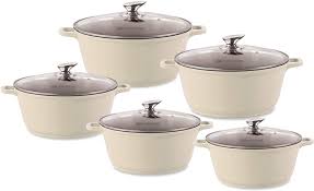 Durane Die Cast Stock Pot Set of 5 Cream 9318 (Big Parcel Rate)