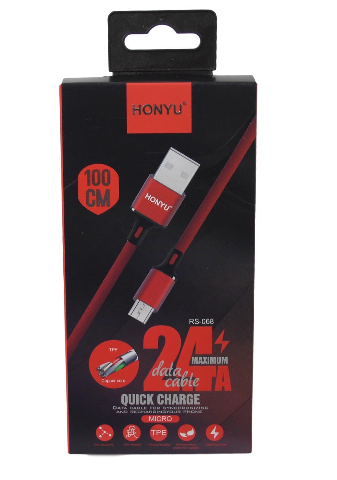 Honyu Phone Charger Cable Micro USB 100cm Assorted Colours 5481