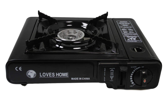 Portable Camping Gas Cooker Single Burner Stove Butane BBQ 33cm x 26cm 5335 (Parcel Rate)p