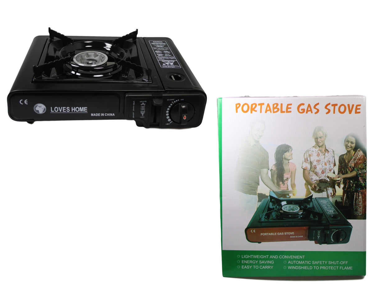 Portable Camping Gas Cooker Single Burner Stove Butane BBQ 33cm x 26cm 5335 (Parcel Rate)p