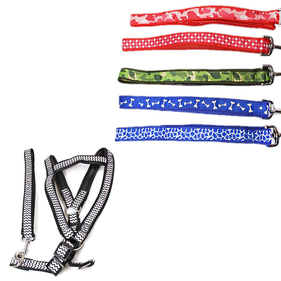 Dog Leash Lead with Harness Printed Design Assorted Designs 1827 (Large Letter Rate)