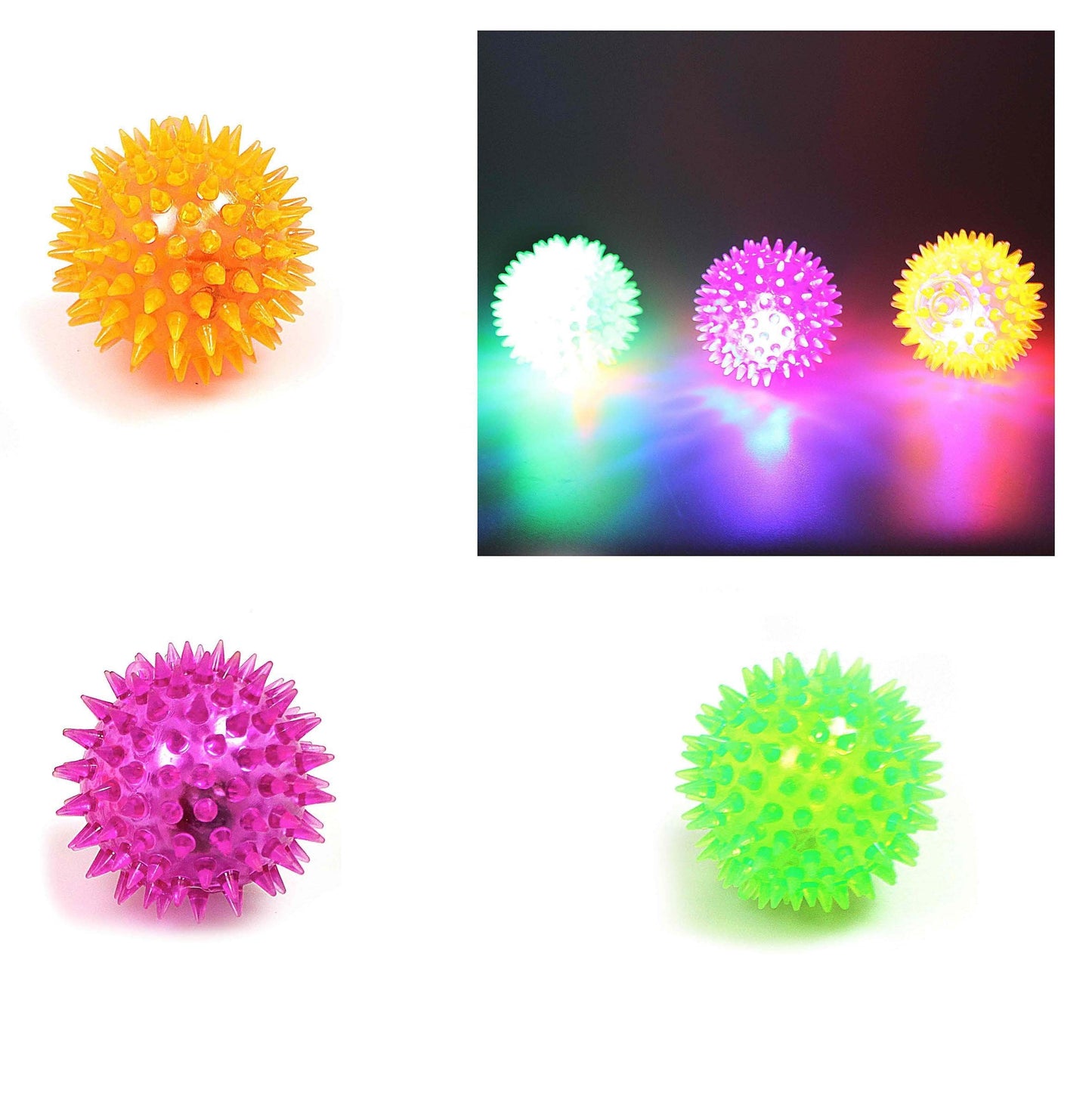 Pet Dog Toy Flashing Light Up Spikey Ball Assorted Colours 7041 (Parcel Rate)