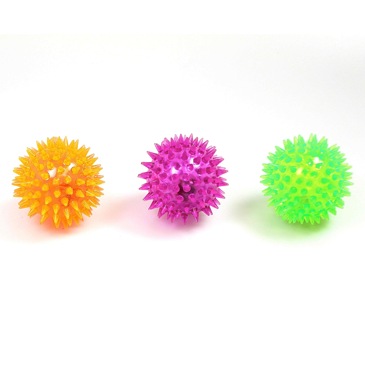 Pet Dog Toy Flashing Light Up Spikey Ball Assorted Colours 7041 (Parcel Rate)